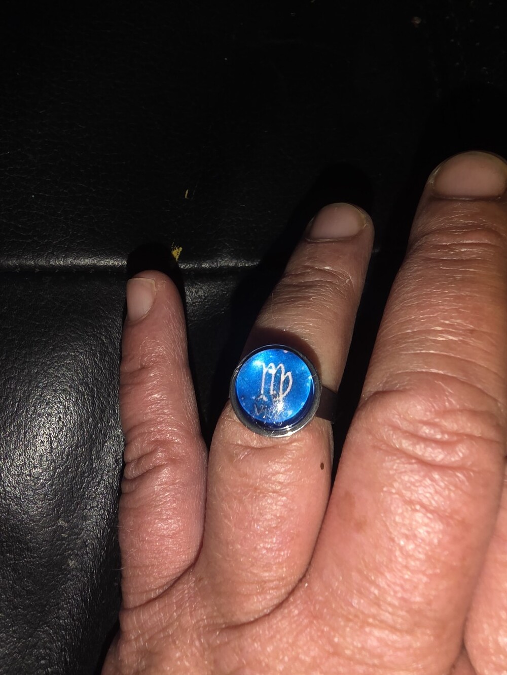 Small Virgo Horoscope Cabochon Adjustable Ring Handmade